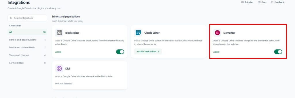 Enable Elementor integration.