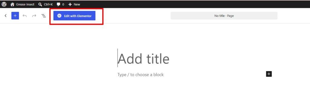 Clicking on Edit with Elementor