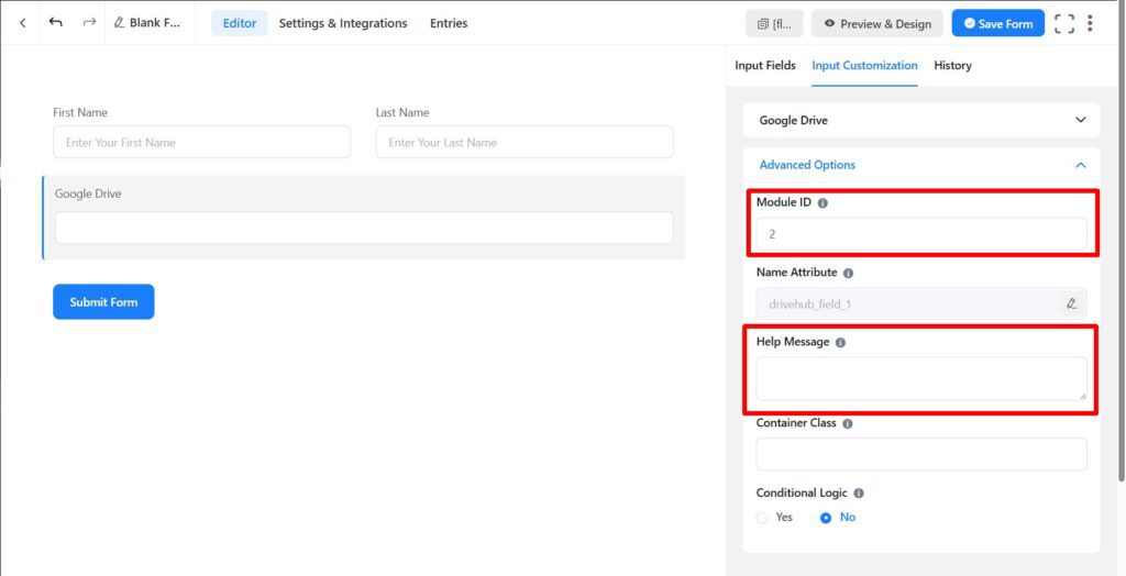 Configuring Google Drive Field inside Fluent Forms