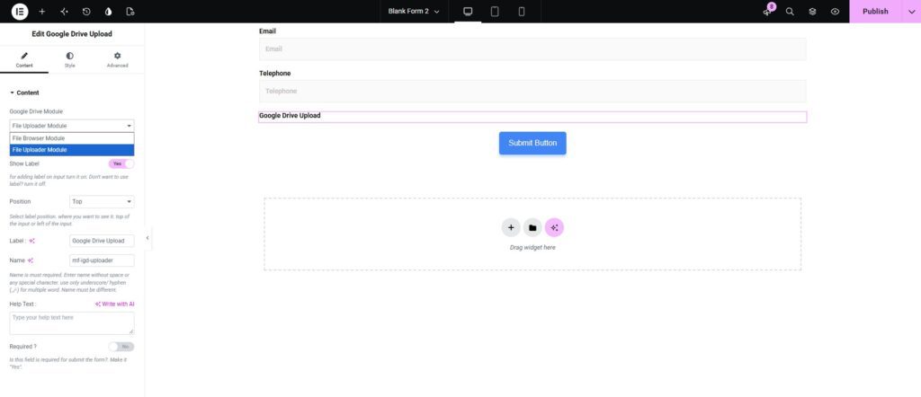 Adding the Google Drive module