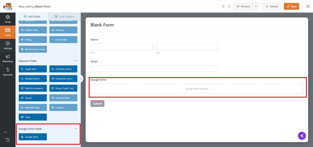 Configuring WP Forms