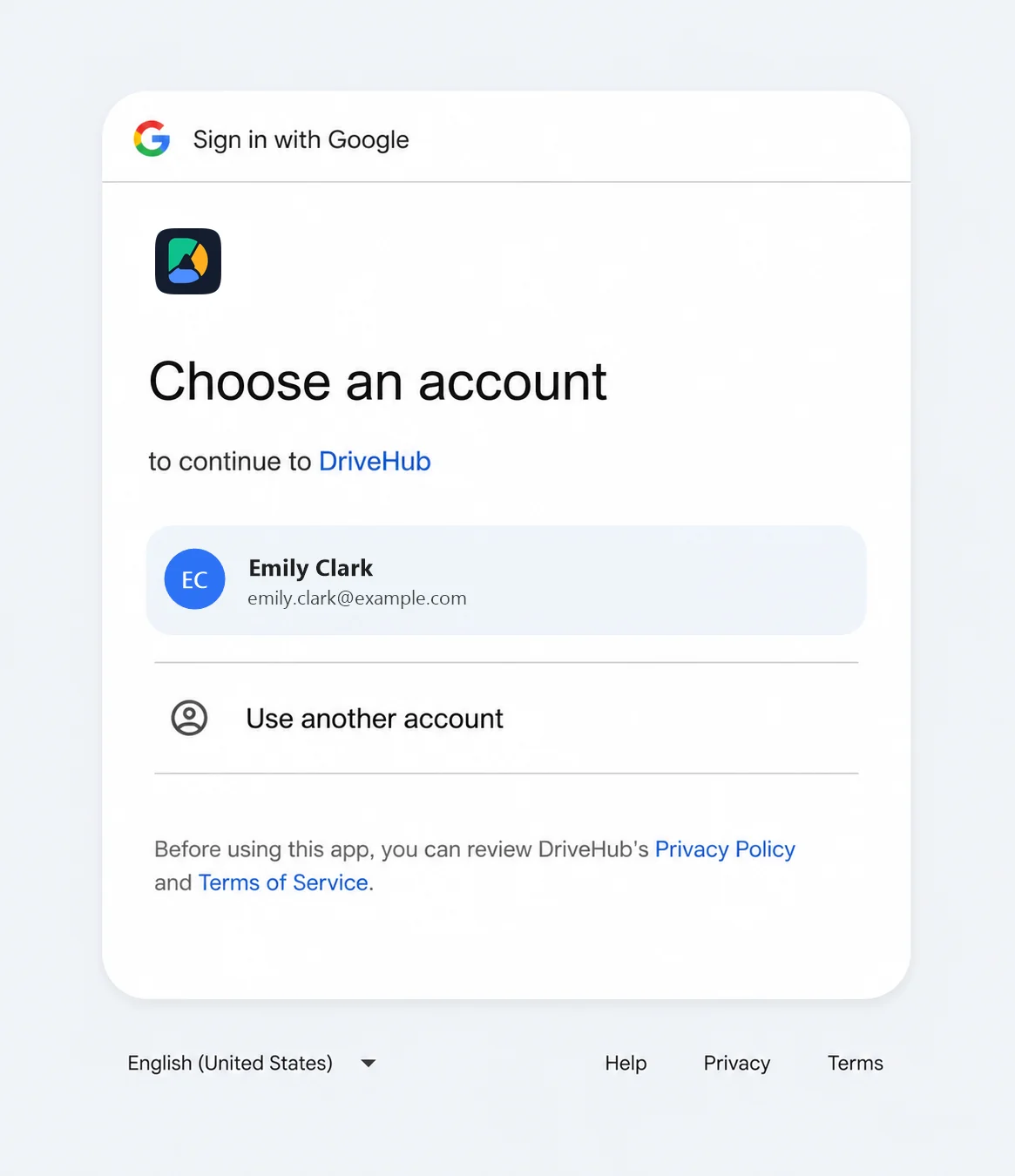 Choosing the Google account to connect