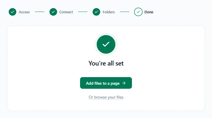 The Done step saying You're all set