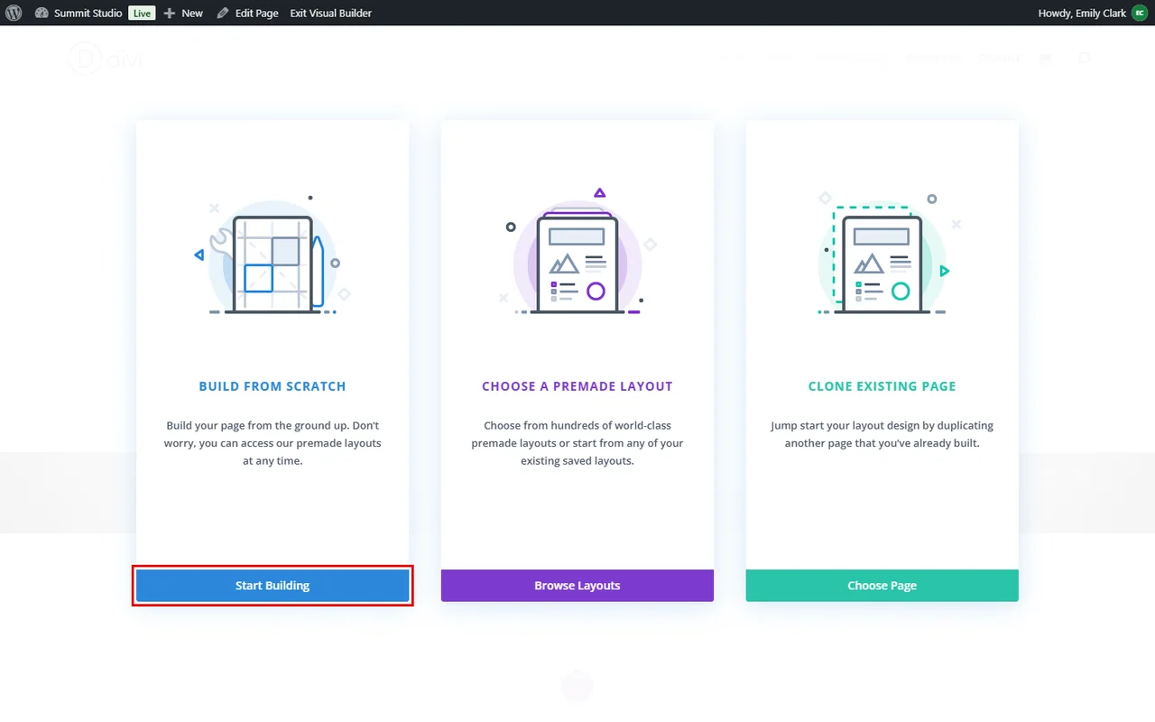 The Build From Scratch card with the Start Building button