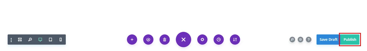 The Publish button in the Divi builder bar