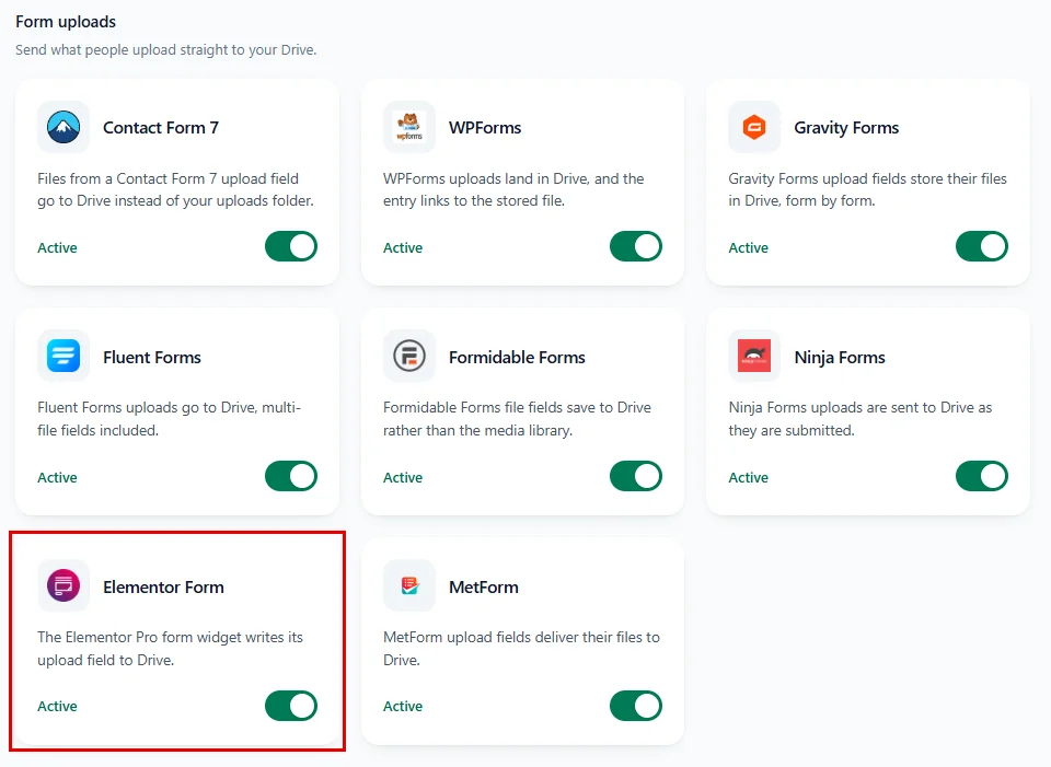 Enabling the Elementor Form integration