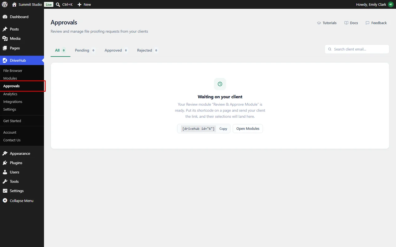 The Approvals screen open with DriveHub Pro active