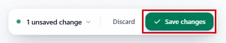 The Save changes button in the bar at the bottom of the screen