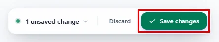 The Save changes button in the bar at the bottom of the screen