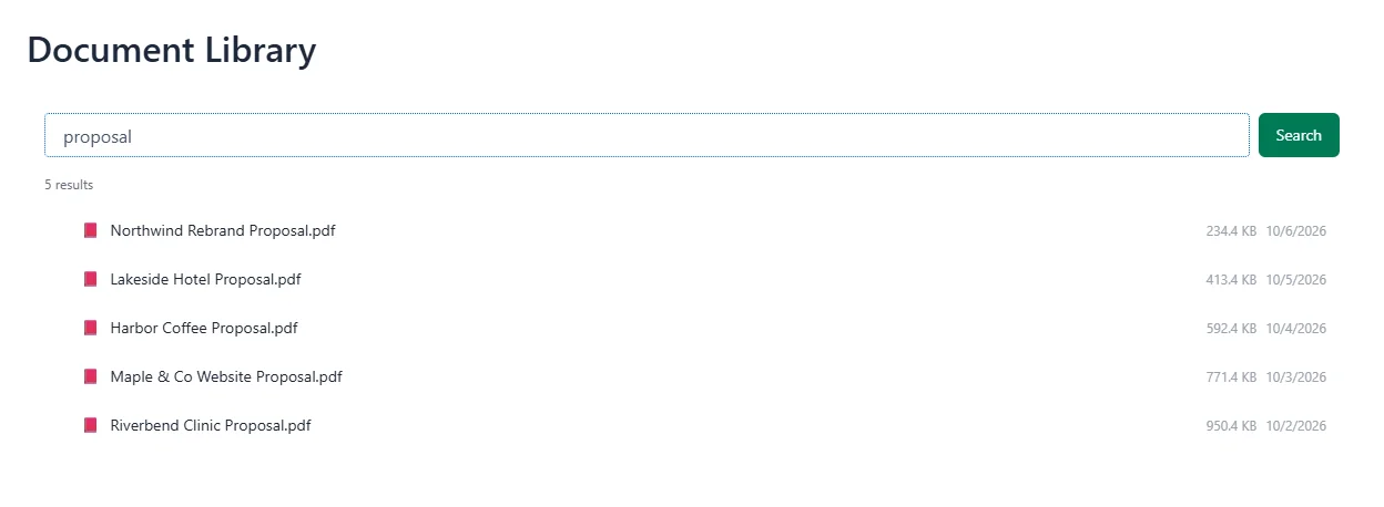 Search results for proposal in the search box