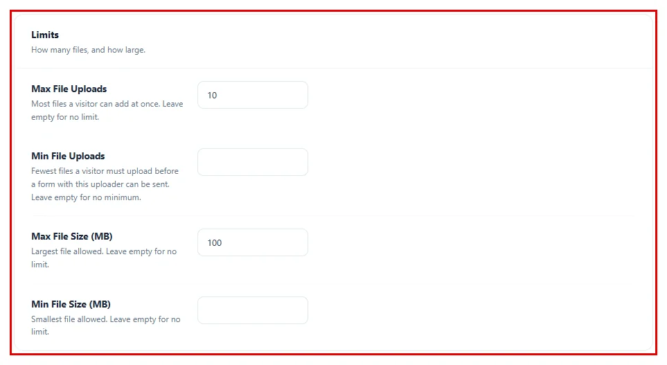 Filter tab settings