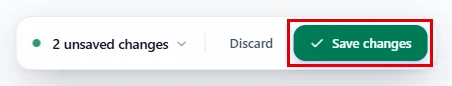 The Save changes button in the bar at the bottom of the screen