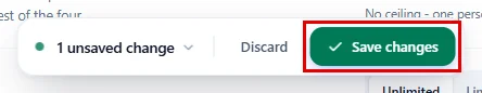 The Save changes button in the bar at the bottom of the screen