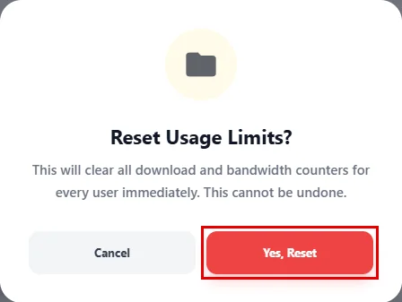 The Reset Usage Limits? confirmation window