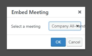 Embed Meeting dialog with Company All-Hands selected