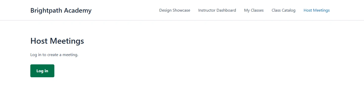 Host Meetings page asking a logged-out visitor to log in